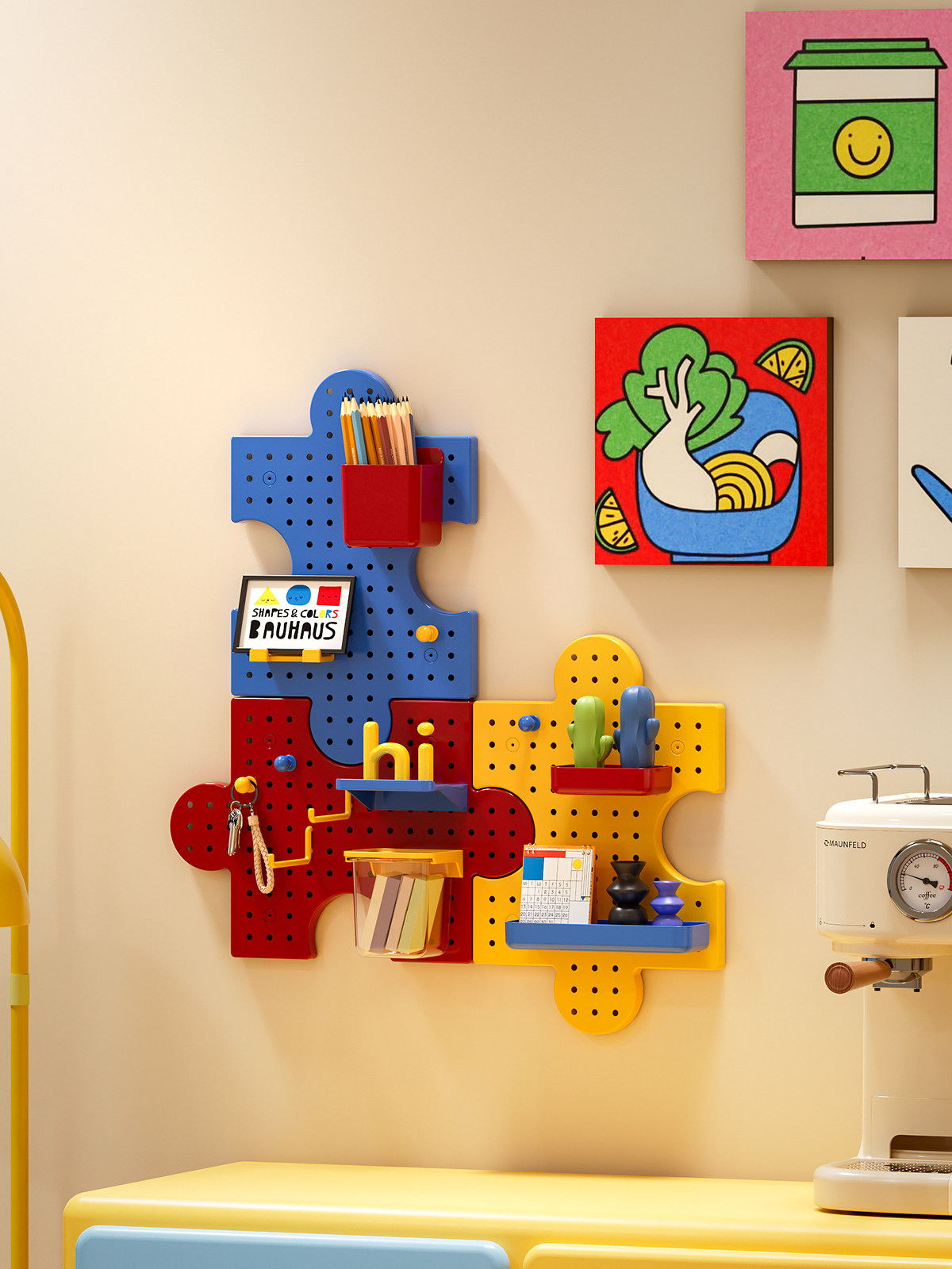 Настенная перфорированная панель-органайзер без сверления для студенческого общежития, спальни, подставка для ручек, декоративные крючки