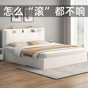 实木床现代简约1.5米床双人床家用主卧1.8储物床出租屋用单人床架