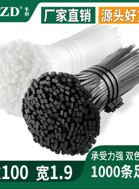 塑料自锁扎带尼龙塑料3*100束线绑带扎线带黑色卡扣强力固定索条
