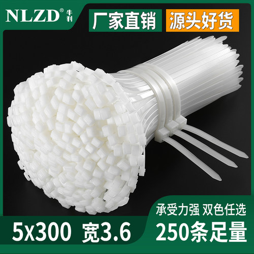 塑料5x300理线强力黑色尼龙扎带