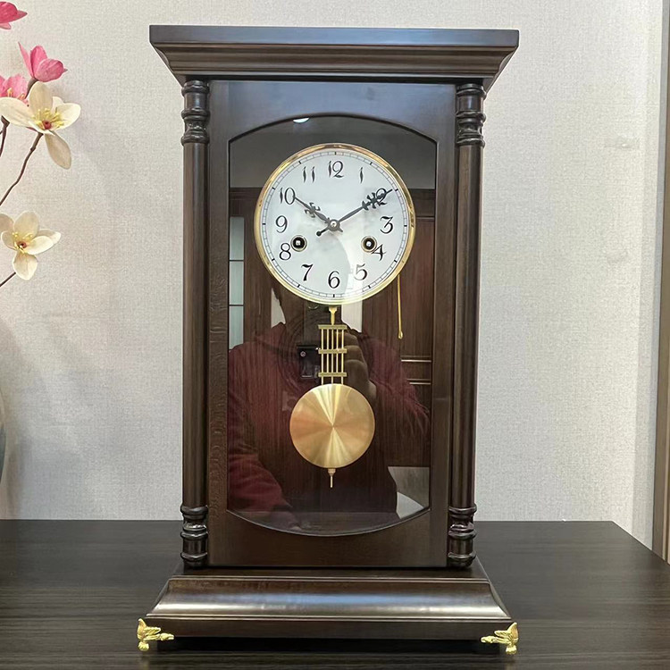 新款中式北极星机械机芯实木座钟打响整点报时上链客厅钟台钟立钟