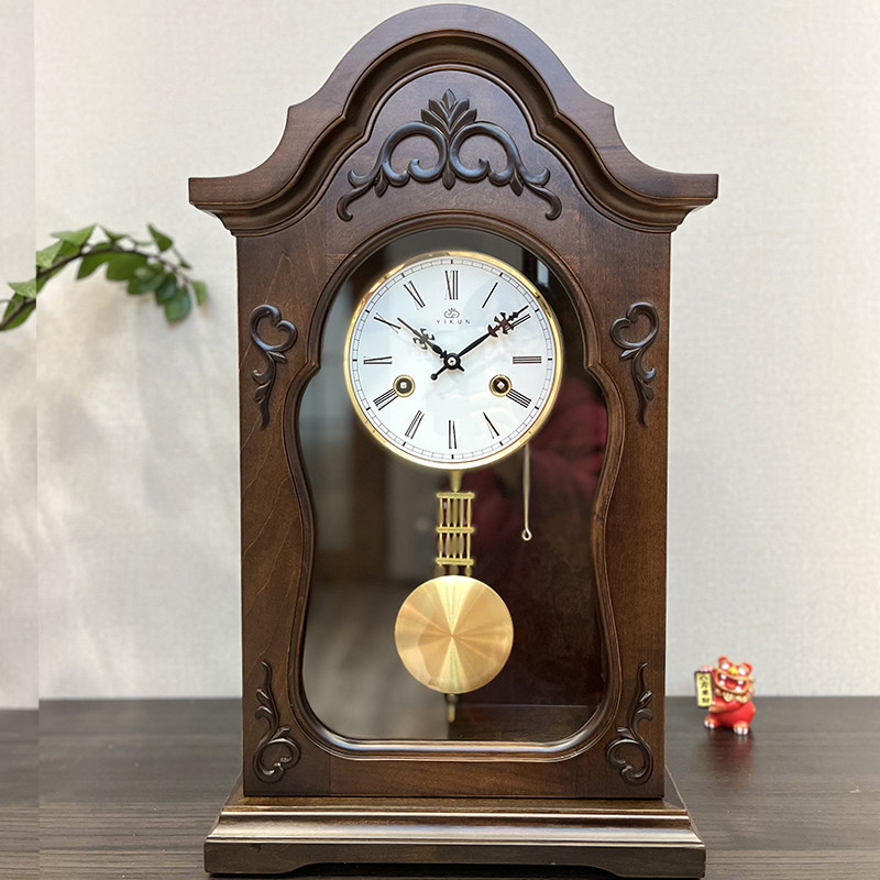 纯实木机械座钟老式古典上弦发条钟表北极星铜机芯整点半点报时
