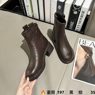 2025冬季新款马丁靴女冬季加绒短靴系带机车靴平底百搭保暖女靴子