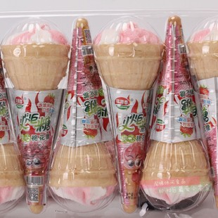 锦湖春夹心火炬棉花糖充气糖果儿时怀旧休闲生日冰淇淋筒小零食品