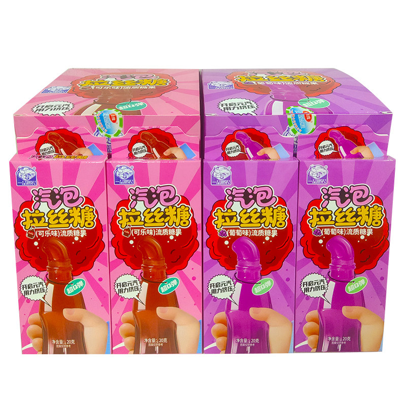 一品奶农汽泡拉丝糖可乐葡萄味流质糖果超Q弹网红新款小零嘴食品