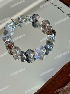 「黑金法则」天然四季幽灵水晶黑金骨干手串礼物原创设计气质时尚