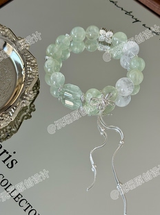 「森林絮语」天然葡萄石绿水晶暴风雪白水晶手串饰品送礼物气质女