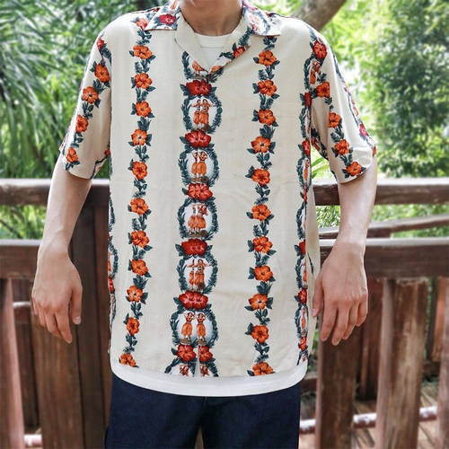 美国棉质夏威夷衬衫尖领短袖