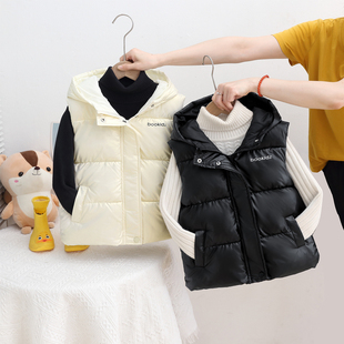秋冬儿童羽绒棉马甲女童连帽加厚背心男童棉服宝宝坎肩中大童外穿
