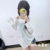 原创宽松斜领罩衫 口显腰线薄款 圆领印花 小亚哥 基础款 宽袖 8013