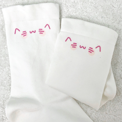 颜文字短袜纯棉透气可爱印花