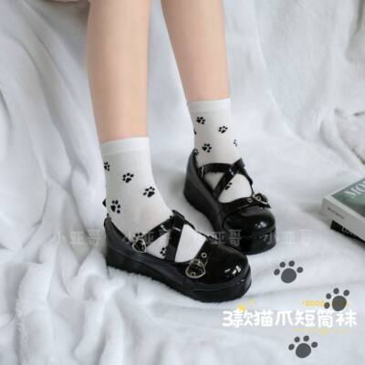 小亚哥猫爪袜子女纯棉防臭抗菌