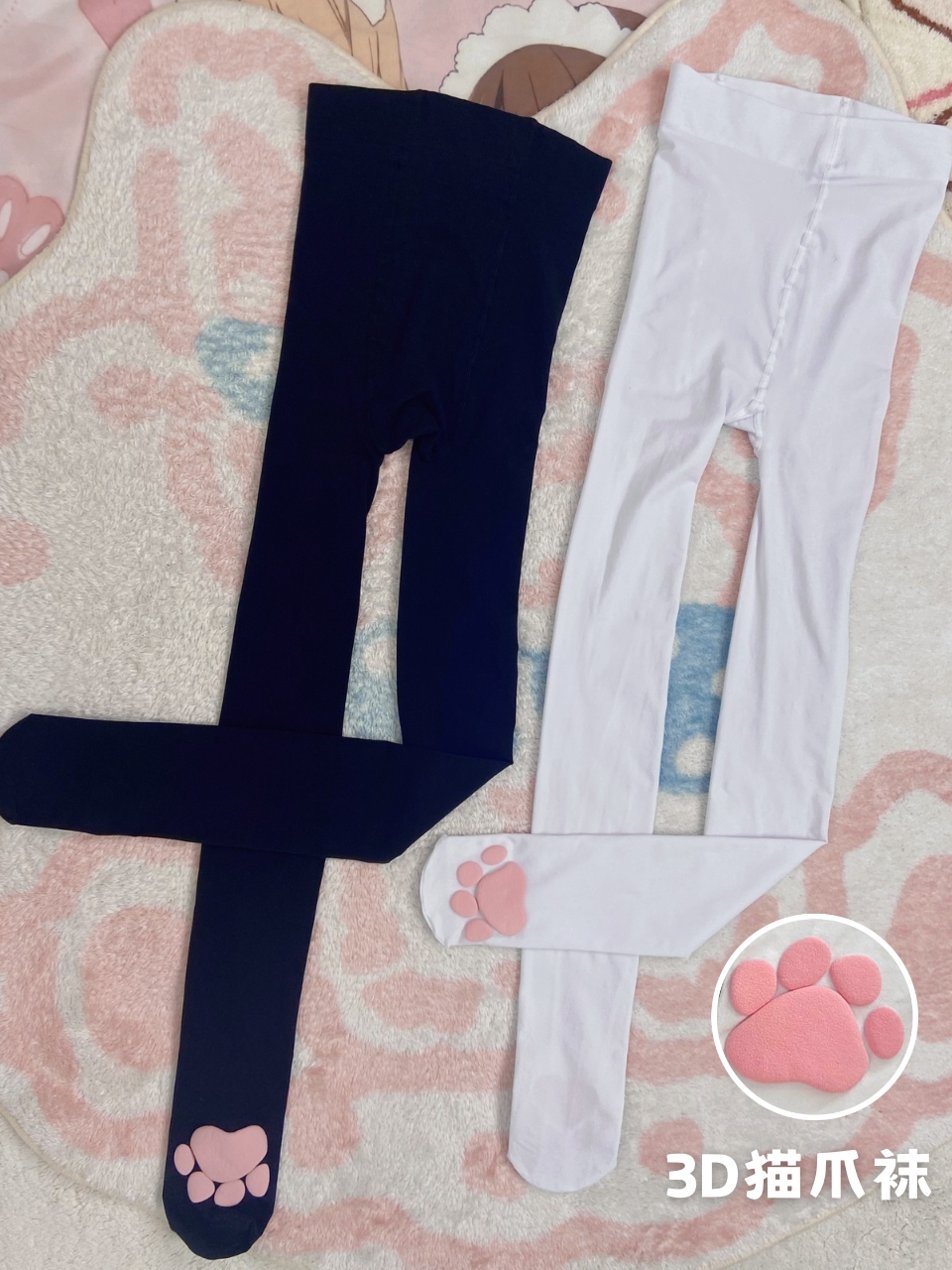 小亚哥 3D猫爪 立体猫爪袜 连裤袜 天鹅绒裤袜 cosplay 高弹 9082
