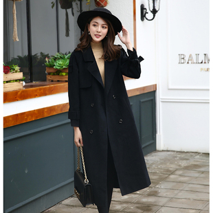 高圆圆同款2024秋冬新款羊毛大衣修身中长款时尚双面呢羊绒外套女