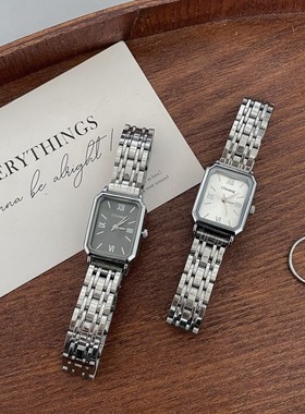 小众冷淡风手表女款学生女士简约气质复古时尚方形钢带链石英女表