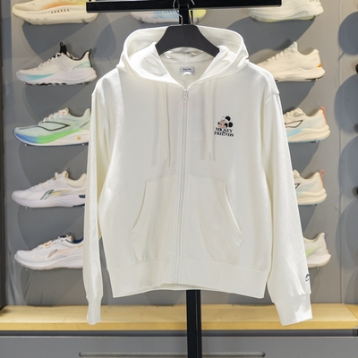 李宁女子连帽宽松休闲开衫卫衣