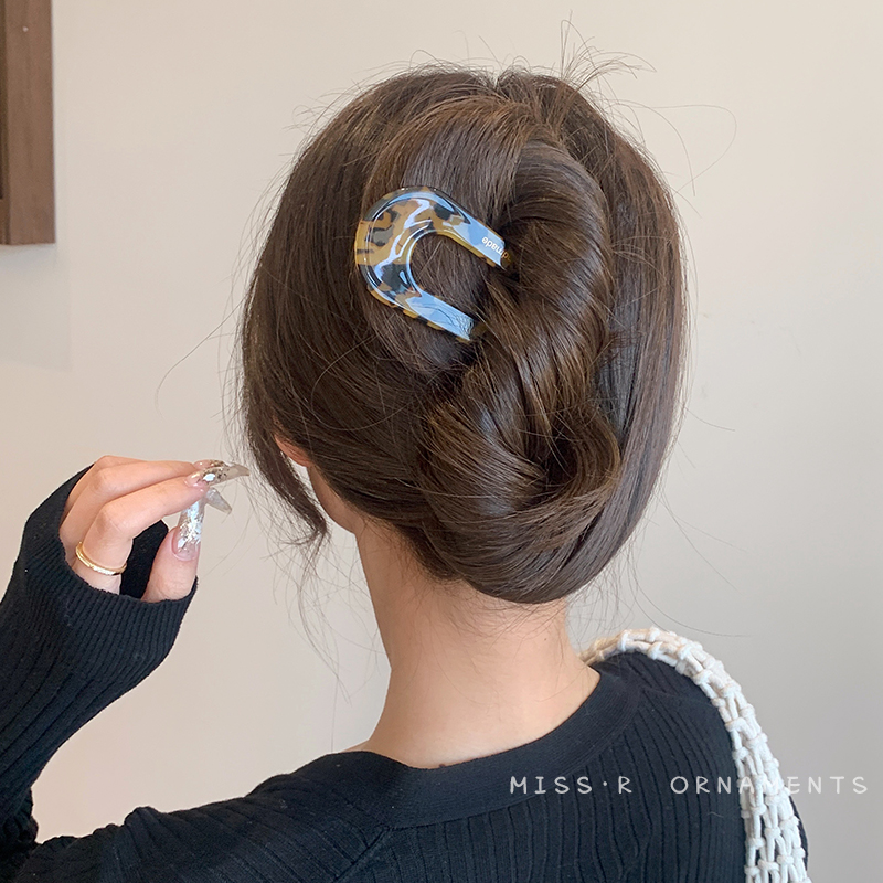 法式醋酸u型发簪丸子头神器