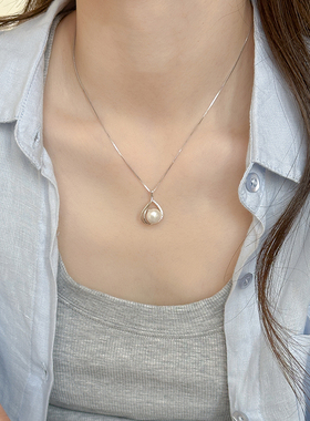 S925纯银天然淡水珍珠吊坠项链