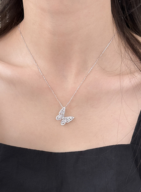 蝴蝶吊坠S925纯银项链