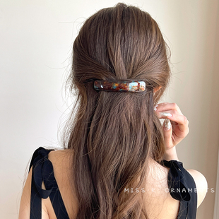 醋酸弹簧夹发夹女后脑勺半扎一字夹2024新款高级感低马尾顶夹头饰