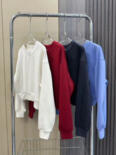 宽松慵懒风休闲百 韩版 圆领套头over sized卫衣女春秋新款