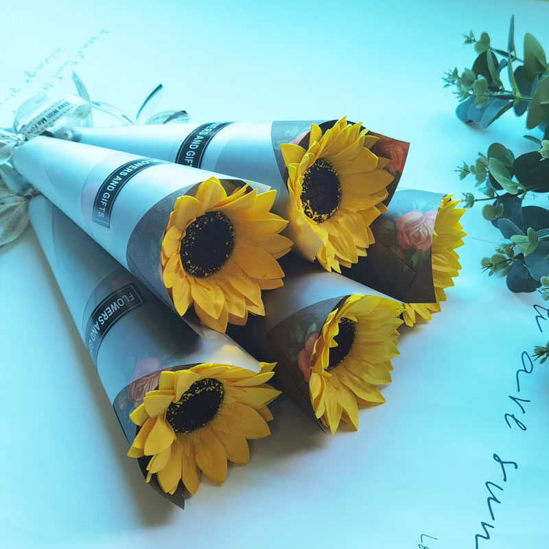 圣诞节礼物单支香皂花仿真玫瑰向日葵康乃馨花束活动送女友小礼品