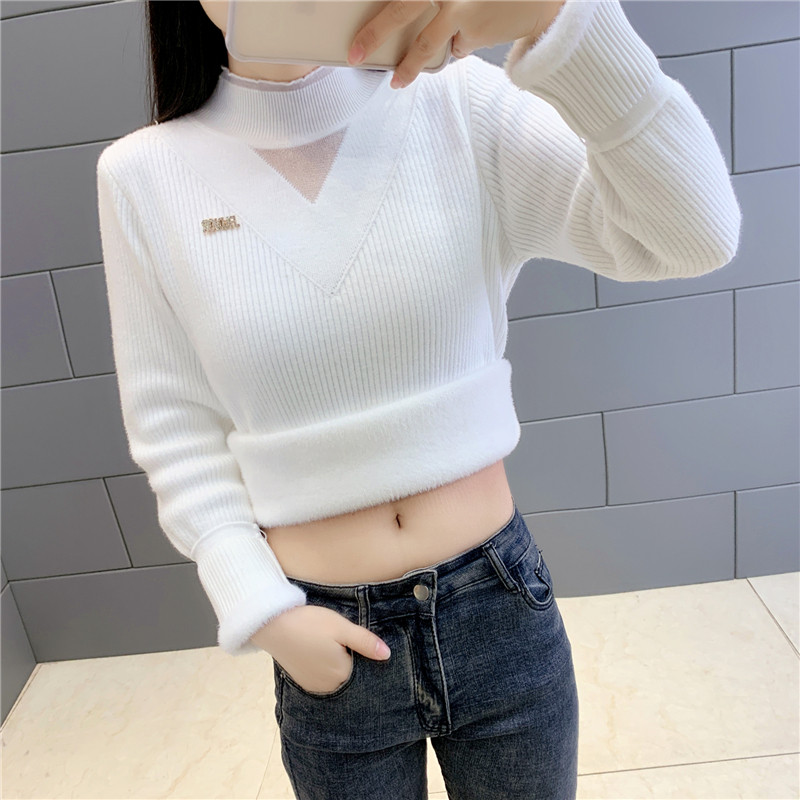 特厚新款加绒打底衫一体绒毛衣女毛针织衫
