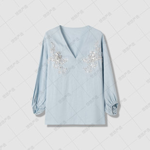 【高端线】下场恢复288！100亚麻~ 春季新款国风钉珠上衣