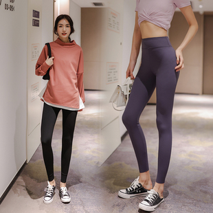 芭比瑜伽裤 外穿春夏高腰收腹提臀弹力紧身九分打底裤 女薄款 鲨鱼裤
