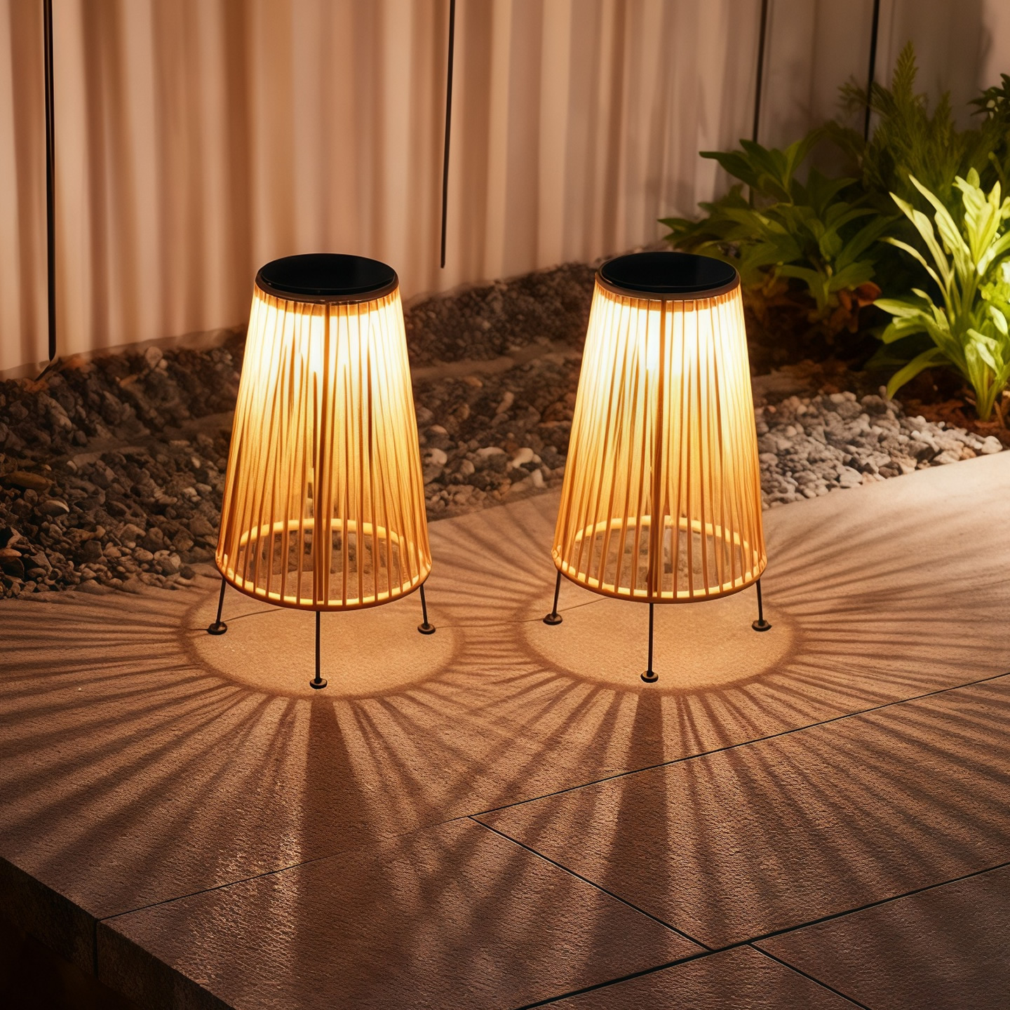 户外太阳能庭院落地灯防水可移动草坪灯中式编织光影阳台花园氛围