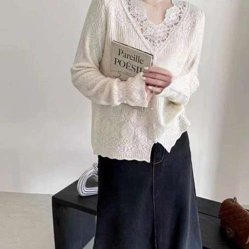 蕾丝花边衫春秋22新设计