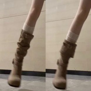 白丝套秋冬季 堆袜腿套穿骑士长筒3色蕾袜女堆配靴子叠靴袜靴小腿