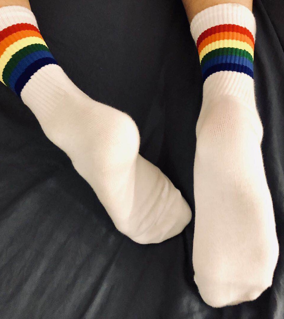 kocean男中性短袜船袜组合彩虹款