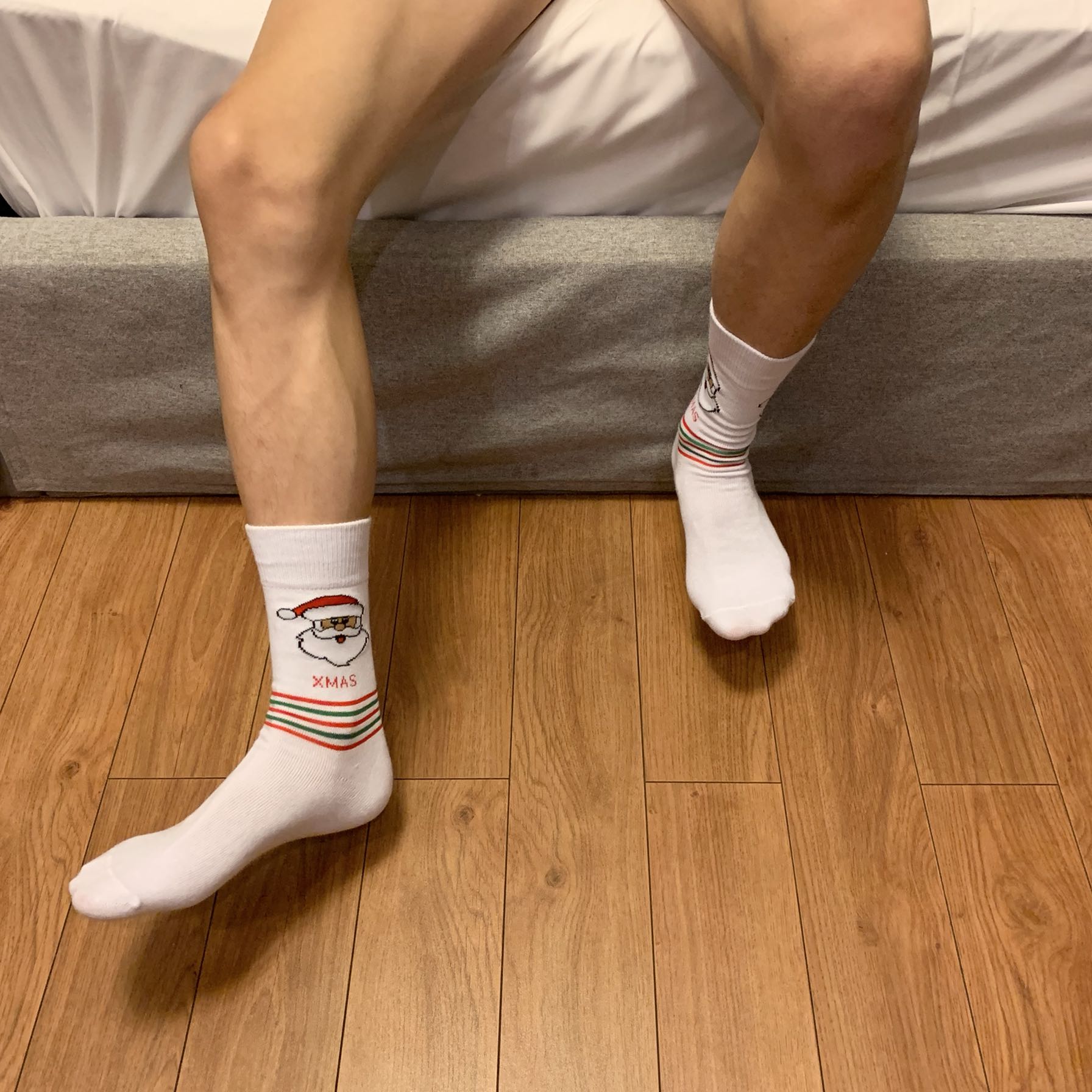 纯棉薄款男士彩虹可爱图案长袜