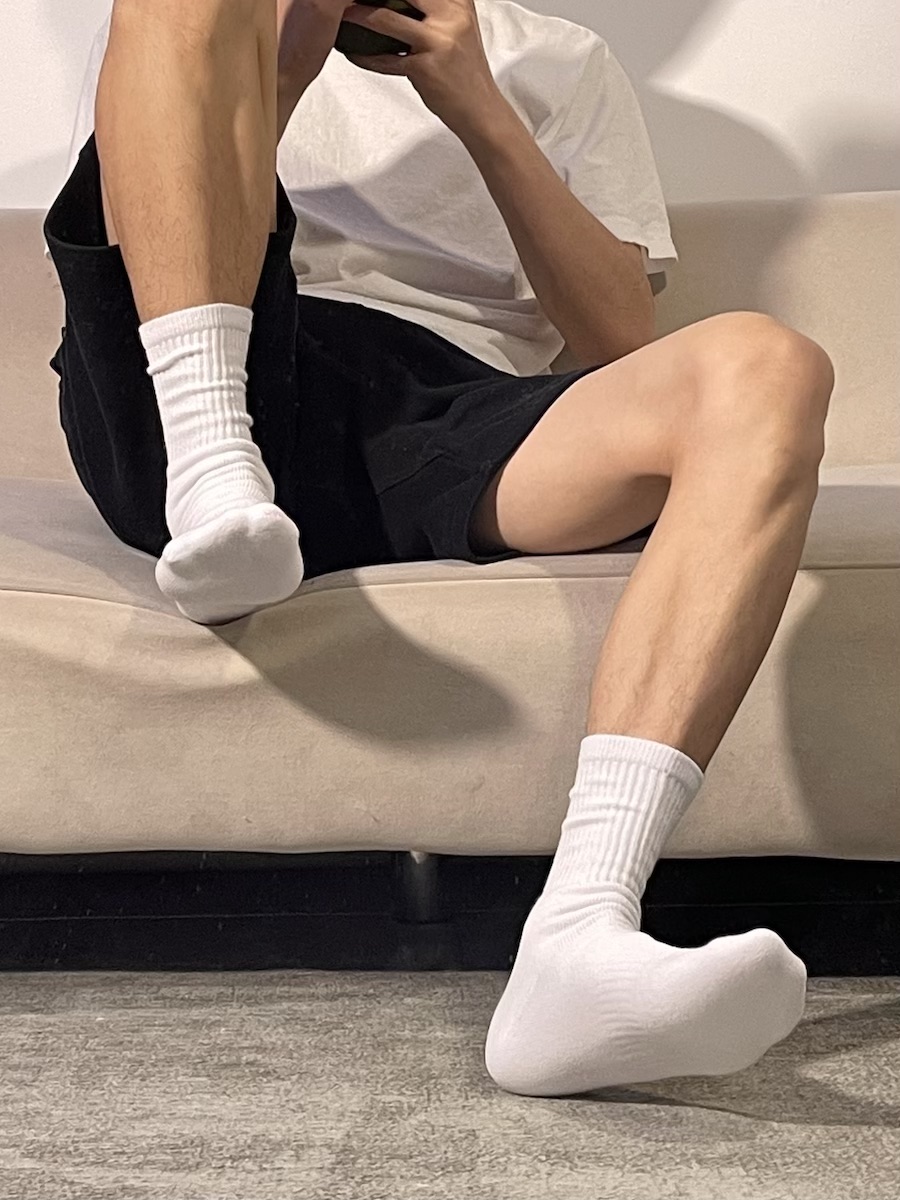 3双 纯棉加厚毛巾底长白袜纯色经典百搭纯白纯黑长袜中筒袜kocean
