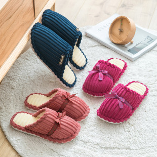 女士居家毛毛棉拖鞋 家用防滑室内家居厚底加厚毛绒保暖棉拖 秋冬季