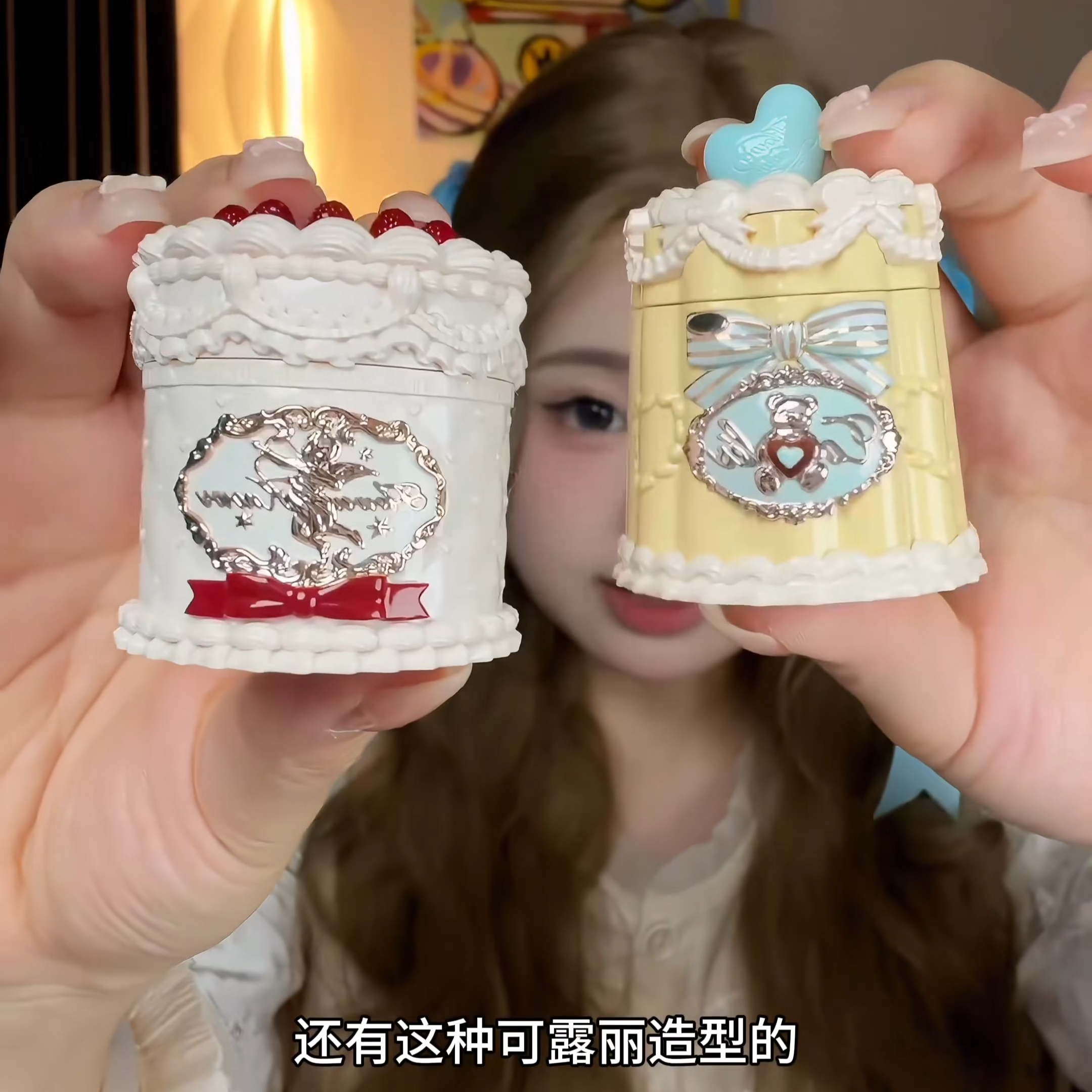 2026 网红月光人鱼化妆镜 2026 新款甜心小熊手持公主镜批发爆款