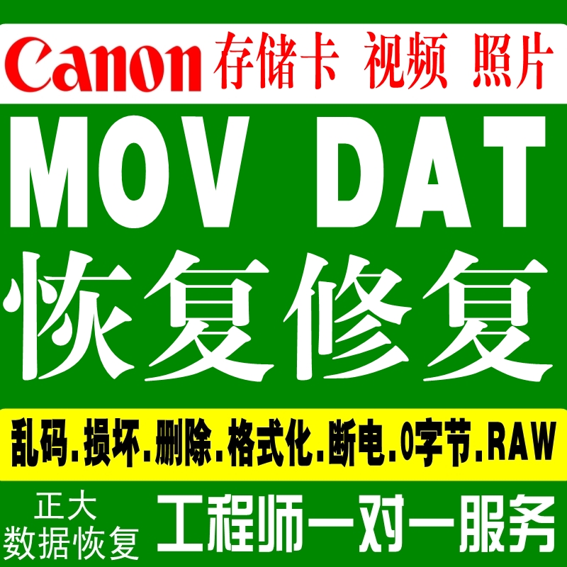 佳能相机MOV视频恢复断电DAT文件修复SD卡CF卡删除格式化数据恢复 商务/设计服务 商务服务 原图主图