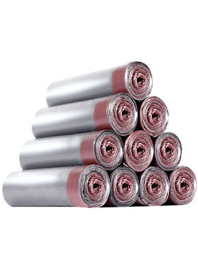 8卷穿绳靓涤穿绳银钢袋自动收口垃圾袋打包袋家用垃圾袋