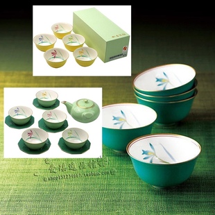 日本香兰社绿兰花茶杯套装进口日式小清新有田烧陶瓷杯子茶具茶壶