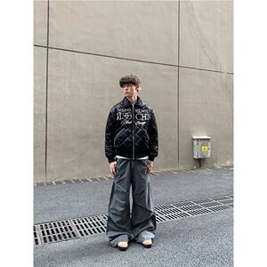 嘻哈风刺绣珍珠菱格棉服夹克男复古街头休闲加厚保暖外套MY933P98图片