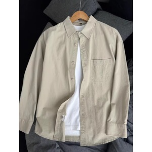 长袖衬衫男款春秋日系复古高级感纯棉宽松休闲工装衬衣C235P38图片