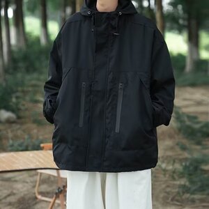 休闲风连帽春季夹克男大码宽松防风外套百搭工装冲锋衣JK181P35图片