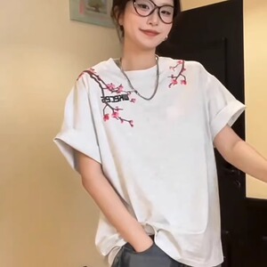 风印花黑色短袖t恤女时尚夏季款宽松设计感小众半袖上衣T373P35图片