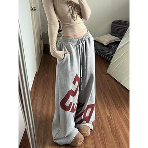 街舞爵士阔腿卫裤洋气春秋款女大童百搭炸街时髦网红长裤K8094P50图片