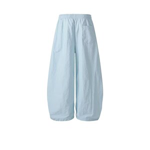 夏季款趣味刺绣阔腿裤女宽松抽绳松紧腰显瘦弯刀裤休闲裤K8152P48图片