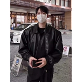 美式复古短款垫肩皮衣外套男春秋季高级感宽松PU皮夹克潮JK320P68，男装夹克，星座1013-3