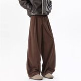 秋冬季加绒保暖微收脚弯刀休裤男宽松直筒阔腿抽绳长裤潮K401P48，男装西裤，星座1013-3