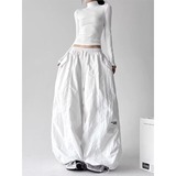 冰丝速干阔腿裤女夏季胖mm高腰抽绳休闲裤显瘦运动工装裤K8102P48，女装休闲裤，星座1013-3