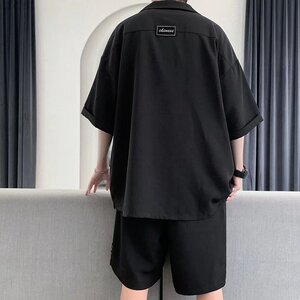 夏款男士青少年港风运动套装短袖衬衫短裤休闲时尚两件套 A52P55图片